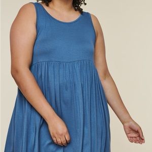 Earthbound Blue Keyhole Babydoll Dress Women’s Knit Blue Size XXL
